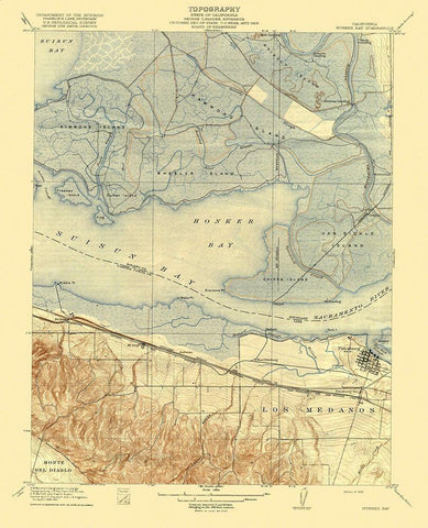 Honker Bay California Quad - USGS 1918 Black Ornate Wood Framed Art Print with Double Matting by USGS