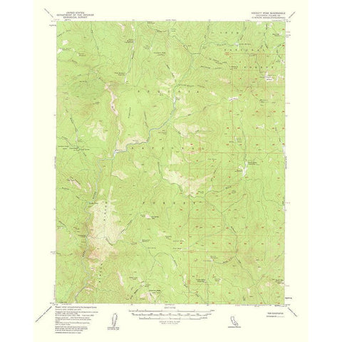 Hockett Peak California Quad - USGS 1962 Gold Ornate Wood Framed Art Print with Double Matting by USGS