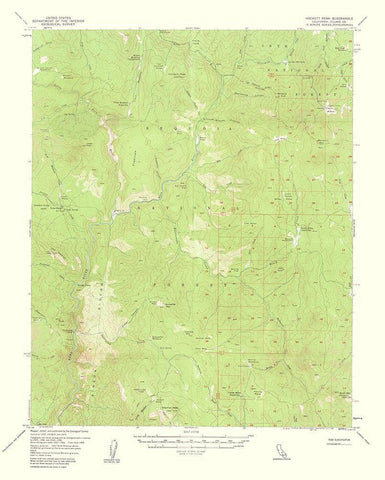 Hockett Peak California Quad - USGS 1962 Black Ornate Wood Framed Art Print with Double Matting by USGS