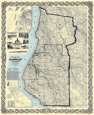 Humboldt California Landowner - Lentell 1898 Black Ornate Wood Framed Art Print with Double Matting by Lentell