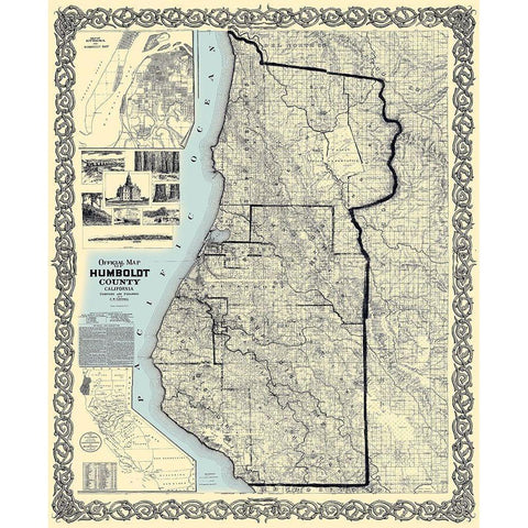 Humboldt California Landowner - Lentell 1898 Gold Ornate Wood Framed Art Print with Double Matting by Lentell