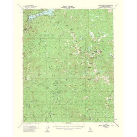 Huntington Lake California Quad - USGS 1963 White Modern Wood Framed Art Print by USGS