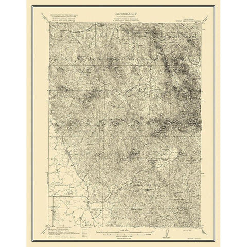 Indian Gulch California Quad - USGS 1920 Black Modern Wood Framed Art Print with Double Matting by USGS