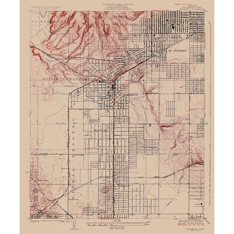 Inglewood California Quad - USGS 1924 Black Modern Wood Framed Art Print with Double Matting by USGS