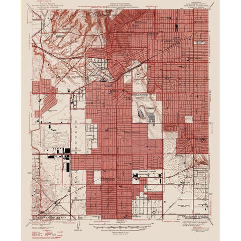 Inglewood California Quad - USGS 1946 Gold Ornate Wood Framed Art Print with Double Matting by USGS