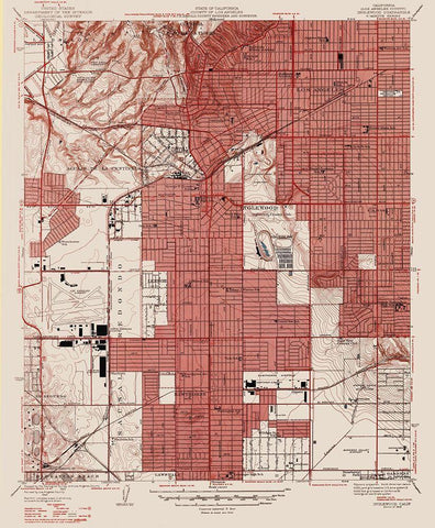 Inglewood California Quad - USGS 1946 White Modern Wood Framed Art Print with Double Matting by USGS