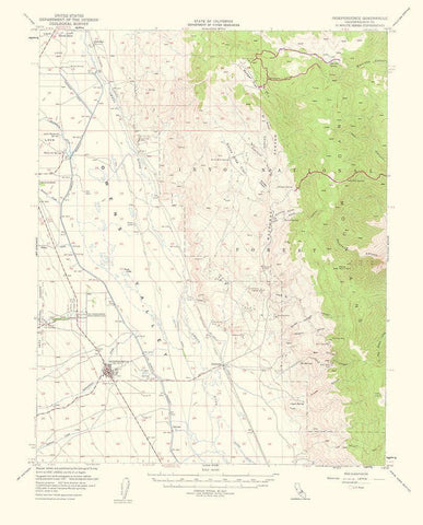 Independence California Quad - USGS 1962 White Modern Wood Framed Art Print with Double Matting by USGS