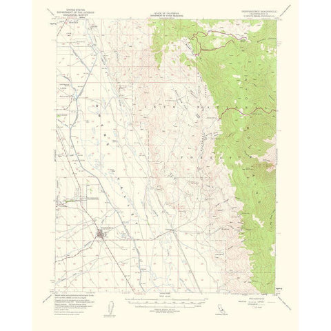Independence California Quad - USGS 1962 White Modern Wood Framed Art Print by USGS