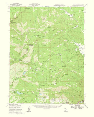 Jonesville California Quad - USGS 1963 White Modern Wood Framed Art Print with Double Matting by USGS