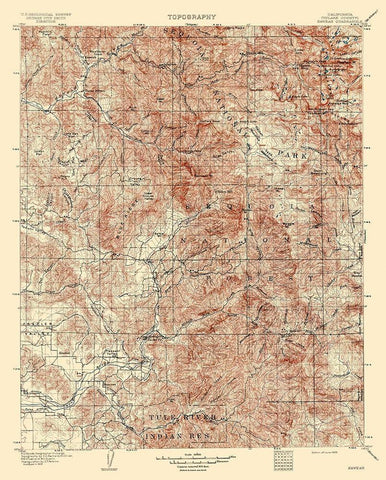 Kaweah California Quad - USGS 1909 Black Ornate Wood Framed Art Print with Double Matting by USGS