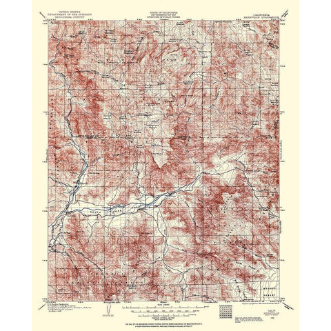 Kernville California Quad - USGS 1906 Gold Ornate Wood Framed Art Print with Double Matting by USGS