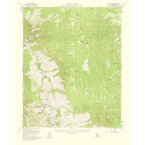 Kernville California Quad - USGS 1960 Gold Ornate Wood Framed Art Print with Double Matting by USGS