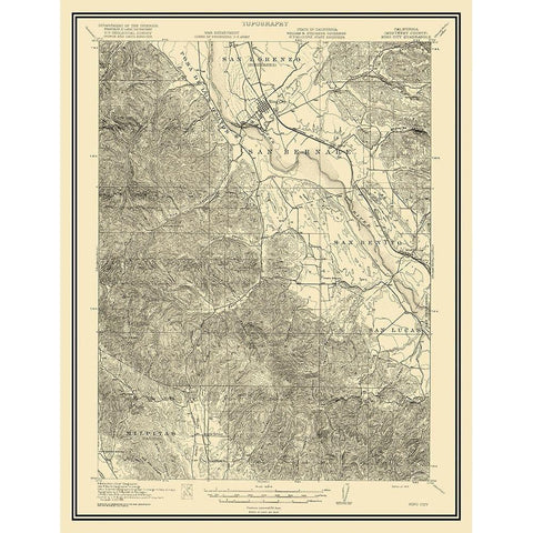 King City California Quad - USGS 1919 Gold Ornate Wood Framed Art Print with Double Matting by USGS