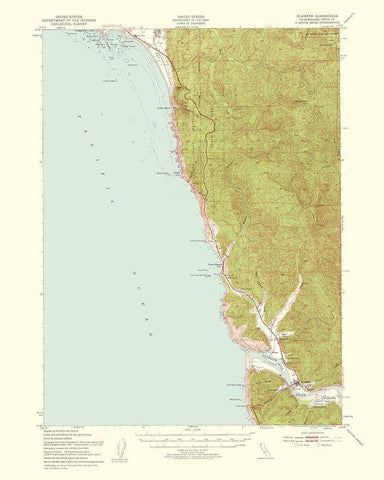 Klamath California Quad - USGS 1957 White Modern Wood Framed Art Print with Double Matting by USGS