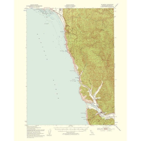 Klamath California Quad - USGS 1957 Black Modern Wood Framed Art Print with Double Matting by USGS