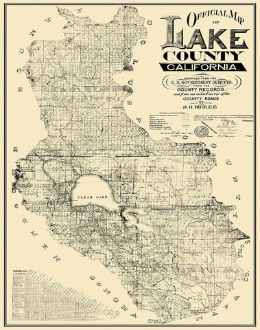 Lake California Landowner - Rice 1892 Black Ornate Wood Framed Art Print with Double Matting by Rice