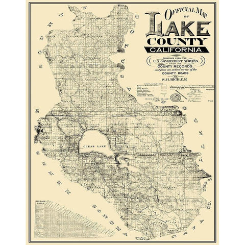 Lake California Landowner - Rice 1892 Gold Ornate Wood Framed Art Print with Double Matting by Rice