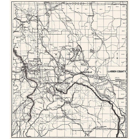 Lassen California - Morton 1929 Black Modern Wood Framed Art Print by Morton