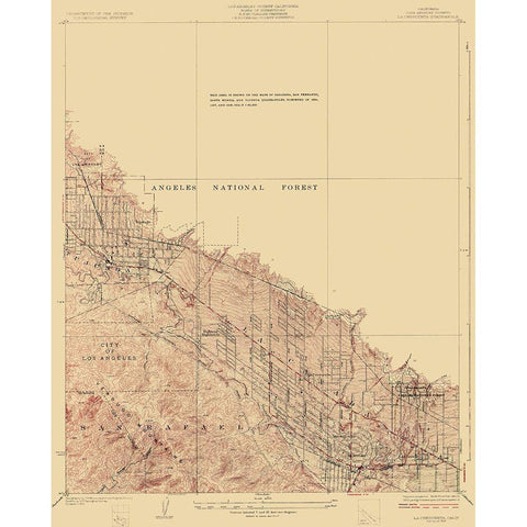 La Crescenta California Quad - USGS 1928 Gold Ornate Wood Framed Art Print with Double Matting by USGS