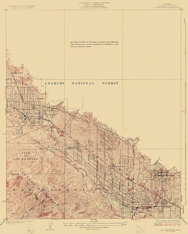 La Crescenta California Quad - USGS 1928 Black Ornate Wood Framed Art Print with Double Matting by USGS