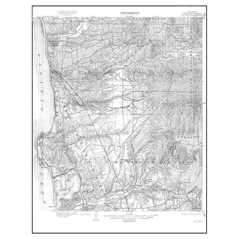 La Jolla California Quad - USGS 1903 White Modern Wood Framed Art Print by USGS