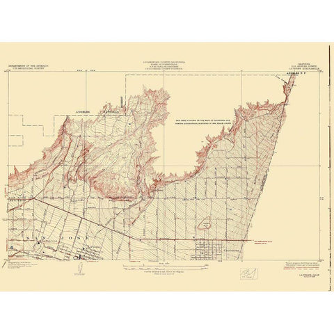 La Vern California Quad - USGS 1928 Black Modern Wood Framed Art Print with Double Matting by USGS