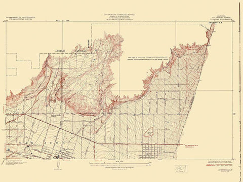 La Vern California Quad - USGS 1928 White Modern Wood Framed Art Print with Double Matting by USGS