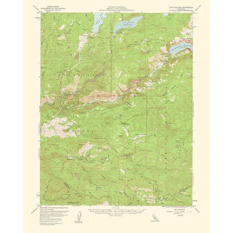 Lake Elseanor California Quad - USGS 1950 Gold Ornate Wood Framed Art Print with Double Matting by USGS