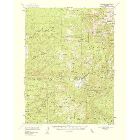 Lassen Peak California Quad - USGS 1956 Gold Ornate Wood Framed Art Print with Double Matting by USGS