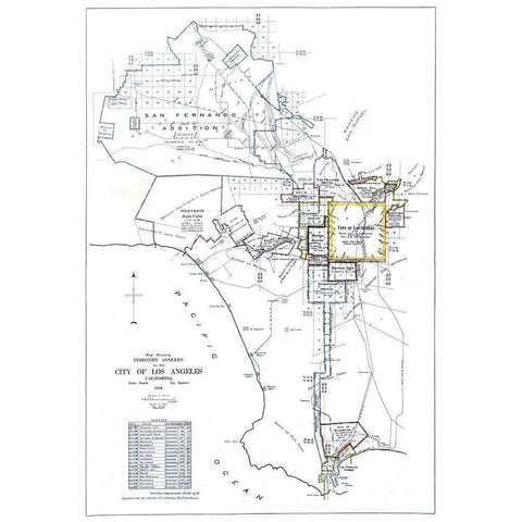 Los Angeles California Annexed - Hamlin 1916  Black Modern Wood Framed Art Print by Hamlin
