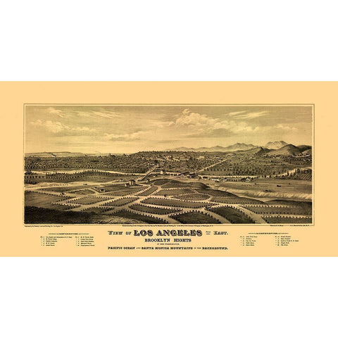 Los Angeles California - Glover 1877  White Modern Wood Framed Art Print by Glover