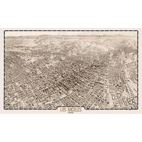Los Angeles California - Gates 1909  Gold Ornate Wood Framed Art Print with Double Matting by Gates