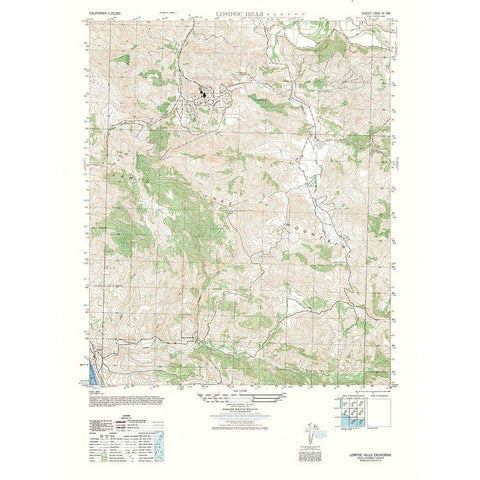 Lompoc Hills Sheet - US Army 1947 Black Modern Wood Framed Art Print with Double Matting by US Army