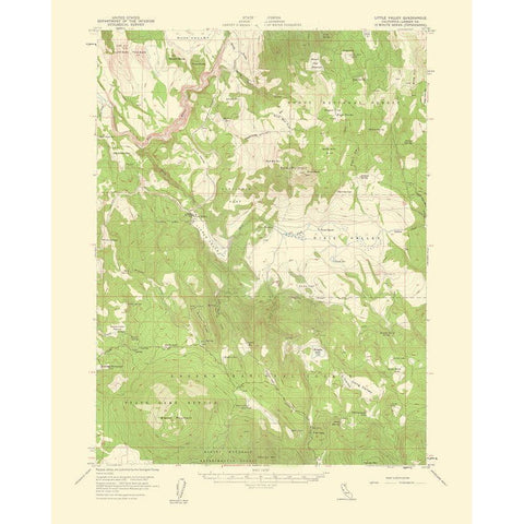 Little Valley California Quad - USGS 1959 Gold Ornate Wood Framed Art Print with Double Matting by USGS