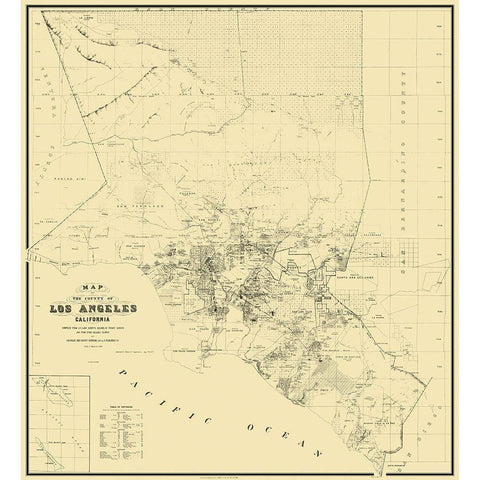 Los Angeles California Landowner - Wildy 1877 Gold Ornate Wood Framed Art Print with Double Matting by Wildy