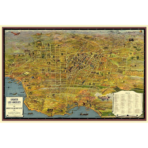 Greater Los Angeles California - 1932 Black Modern Wood Framed Art Print by Unknown