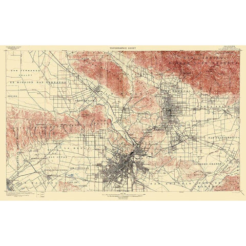 Los Angeles California Quad - USGS 1900 Black Modern Wood Framed Art Print by USGS