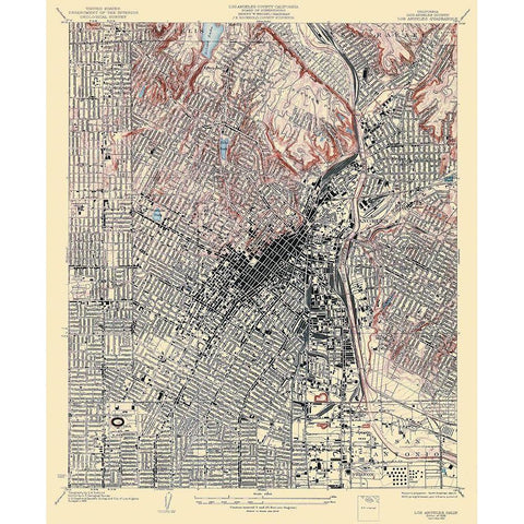 Los Angeles California Quad - USGS 1928 White Modern Wood Framed Art Print by USGS