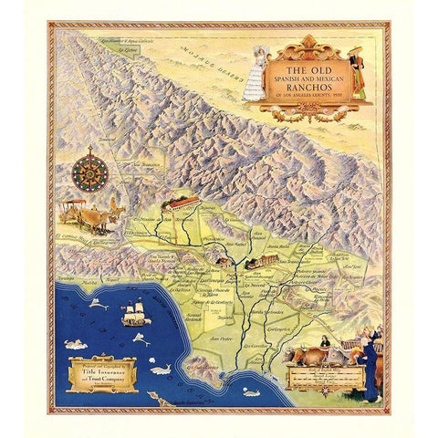 Los Angeles California - Title Ins 1932 Black Modern Wood Framed Art Print by Title Ins