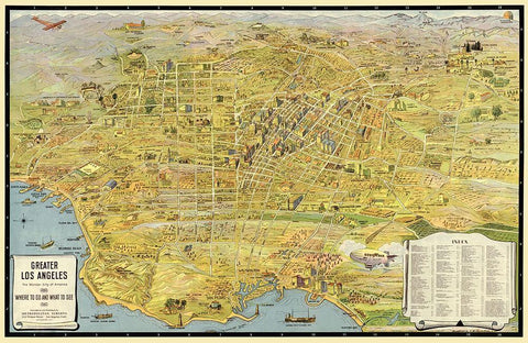 Los Angeles California - Metropolitan Surveys 1932 White Modern Wood Framed Art Print with Double Matting by Metropolitan Surveys