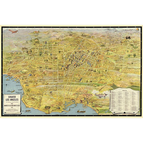 Los Angeles California - Metropolitan Surveys 1932 Black Modern Wood Framed Art Print by Metropolitan Surveys