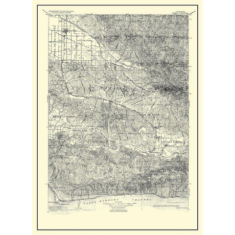 Lompoc California Quad - USGS 1905 Black Modern Wood Framed Art Print with Double Matting by USGS