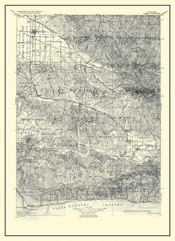 Lompoc California Quad - USGS 1905 White Modern Wood Framed Art Print with Double Matting by USGS