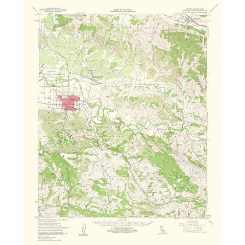 Lompoc California Quad - USGS 1961 Gold Ornate Wood Framed Art Print with Double Matting by USGS