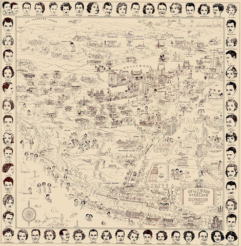 Los Angeles California - Boggs 1937 White Modern Wood Framed Art Print with Double Matting by Boggs