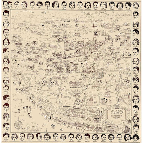 Los Angeles California - Boggs 1937 Black Modern Wood Framed Art Print by Boggs