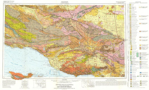 Geologic California Los Angeles Sheet White Modern Wood Framed Art Print with Double Matting by Jennings
