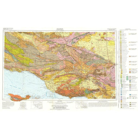 Geologic California Los Angeles Sheet Black Modern Wood Framed Art Print by Jennings