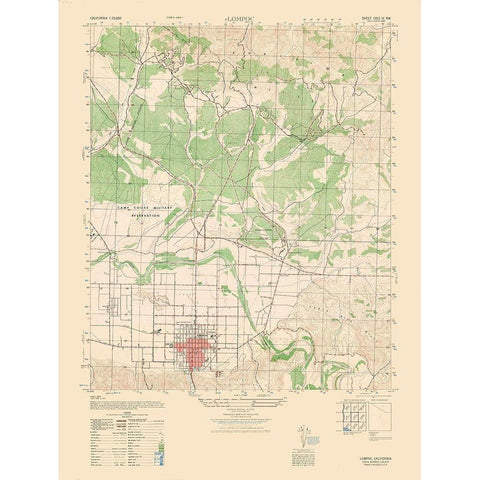 Lompoc Sheet - US Army 1947 Gold Ornate Wood Framed Art Print with Double Matting by US Army