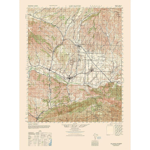 Los Olivos Sheet - US Army 1942 Black Modern Wood Framed Art Print with Double Matting by US Army